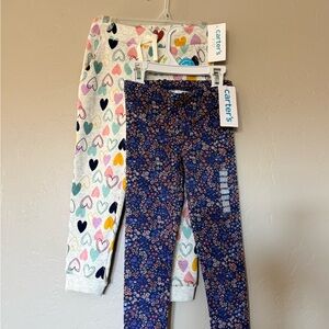 Carter's Multicolor Heart and Navy Floral Leggings